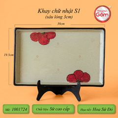 Bộ Bát Đĩa Bát Tràng Hoa Sứ Đỏ