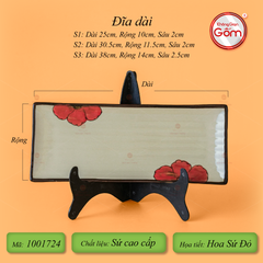 Bộ Bát Đĩa Bát Tràng Hoa Sứ Đỏ