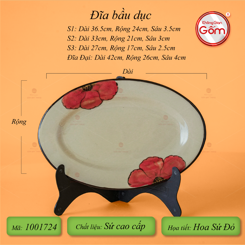 Bộ Bát Đĩa Bát Tràng Hoa Sứ Đỏ
