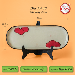 Bộ Bát Đĩa Bát Tràng Hoa Sứ Đỏ
