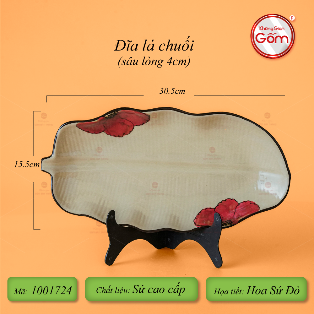 Bộ Bát Đĩa Bát Tràng Hoa Sứ Đỏ