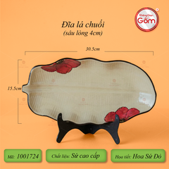 Bộ Bát Đĩa Bát Tràng Hoa Sứ Đỏ
