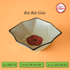 Bộ Bát Đĩa Bát Tràng Hoa Sứ Đỏ