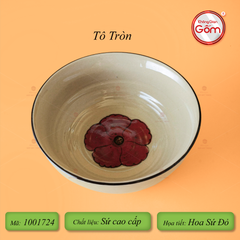Bộ Bát Đĩa Bát Tràng Hoa Sứ Đỏ