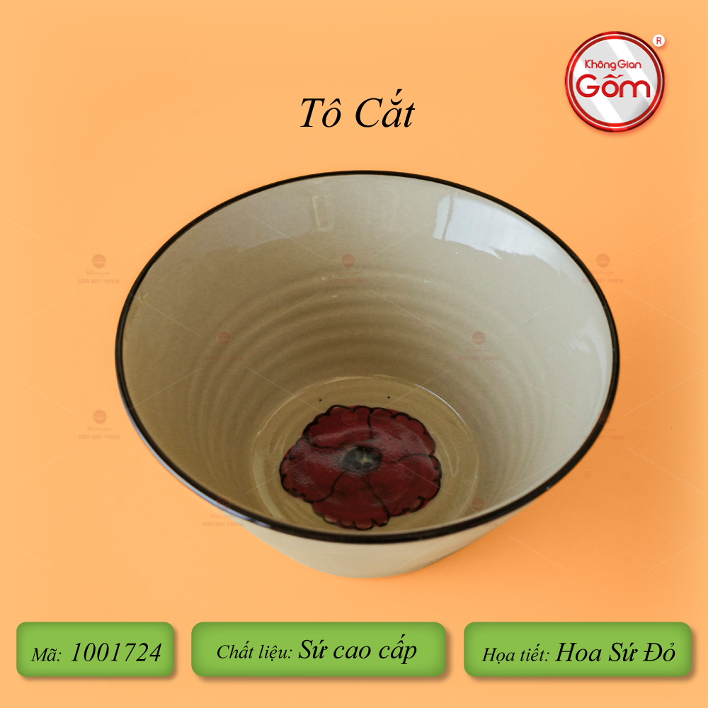 Bộ Bát Đĩa Bát Tràng Hoa Sứ Đỏ
