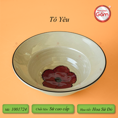 Bộ Bát Đĩa Bát Tràng Hoa Sứ Đỏ