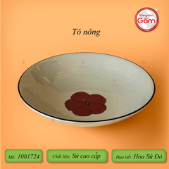 Bộ Bát Đĩa Bát Tràng Hoa Sứ Đỏ