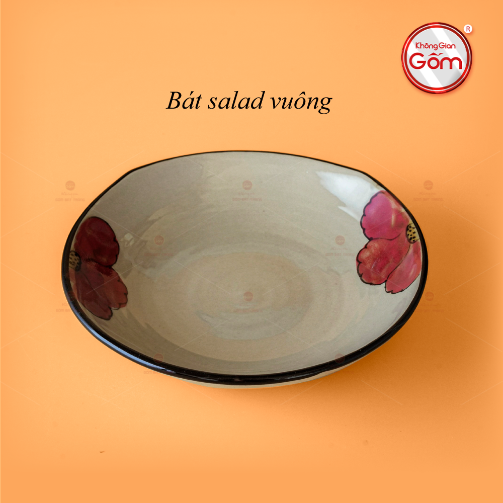 Bát Salad Vuông Hoa Sứ Đỏ