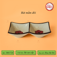 Bộ Bát Đĩa Bát Tràng Hoa Sứ Đỏ