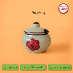 Bộ Bát Đĩa Bát Tràng Hoa Sứ Đỏ