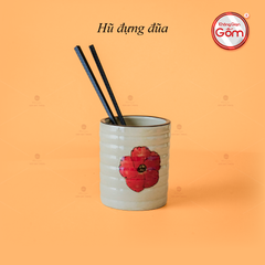 Hũ Đựng Đũa Hoa Sứ Đỏ