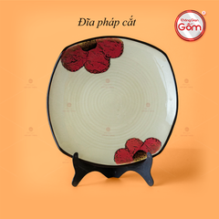 Đĩa Pháp Cắt Hoa Sứ Đỏ