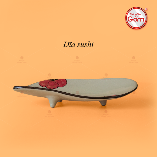 Đĩa Sushi Hoa Sứ Đỏ