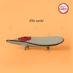Đĩa Sushi Hoa Sứ Đỏ