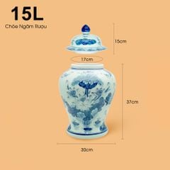 Bình Chóe Ngâm Rượu Men Lam Hoa Sen