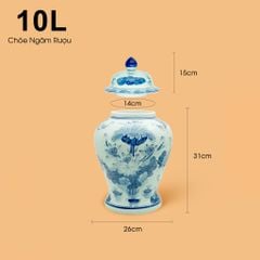 Bình Chóe Ngâm Rượu Men Lam Hoa Sen