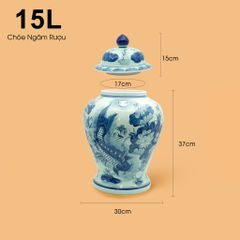 Bình Chóe Ngâm Rượu Men Lam Sen Cá