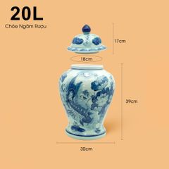 Bình Chóe Ngâm Rượu Men Lam Sen Cá