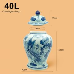 Bình Chóe Ngâm Rượu Men Lam Sen Cá
