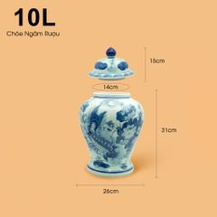 Bình Chóe Ngâm Rượu Men Lam Sen Cá