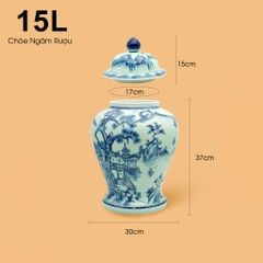 Bình Chóe Ngâm Rượu Men Lam Sơn Thủy