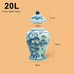 Bình Chóe Ngâm Rượu Men Lam Sơn Thủy