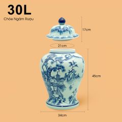 Bình Chóe Ngâm Rượu Men Lam Sơn Thủy
