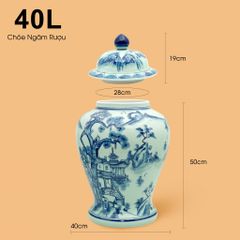 Bình Chóe Ngâm Rượu Men Lam Sơn Thủy