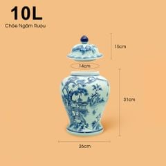 Bình Chóe Ngâm Rượu Men Lam Sơn Thủy
