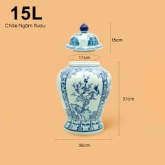 Bình Chóe Ngâm Rượu Men Lam Tứ Cảnh