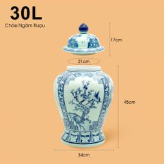 Bình Chóe Ngâm Rượu Men Lam Tứ Cảnh