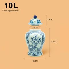 Bình Chóe Ngâm Rượu Men Lam Tứ Cảnh