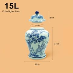 Bình Chóe Ngâm Rượu Men Lam Tùng Hạc