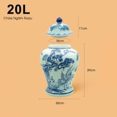 Bình Chóe Ngâm Rượu Men Lam Tùng Hạc