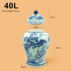 Bình Chóe Ngâm Rượu Men Lam Tùng Hạc
