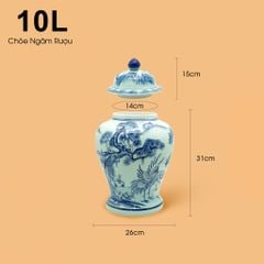 Bình Chóe Ngâm Rượu Men Lam Tùng Hạc