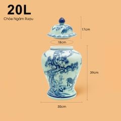 Bình Chóe Ngâm Rượu Men Lam Tùng Lộc