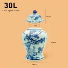 Bình Chóe Ngâm Rượu Men Lam Tùng Lộc
