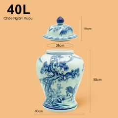 Bình Chóe Ngâm Rượu Men Lam Tùng Lộc