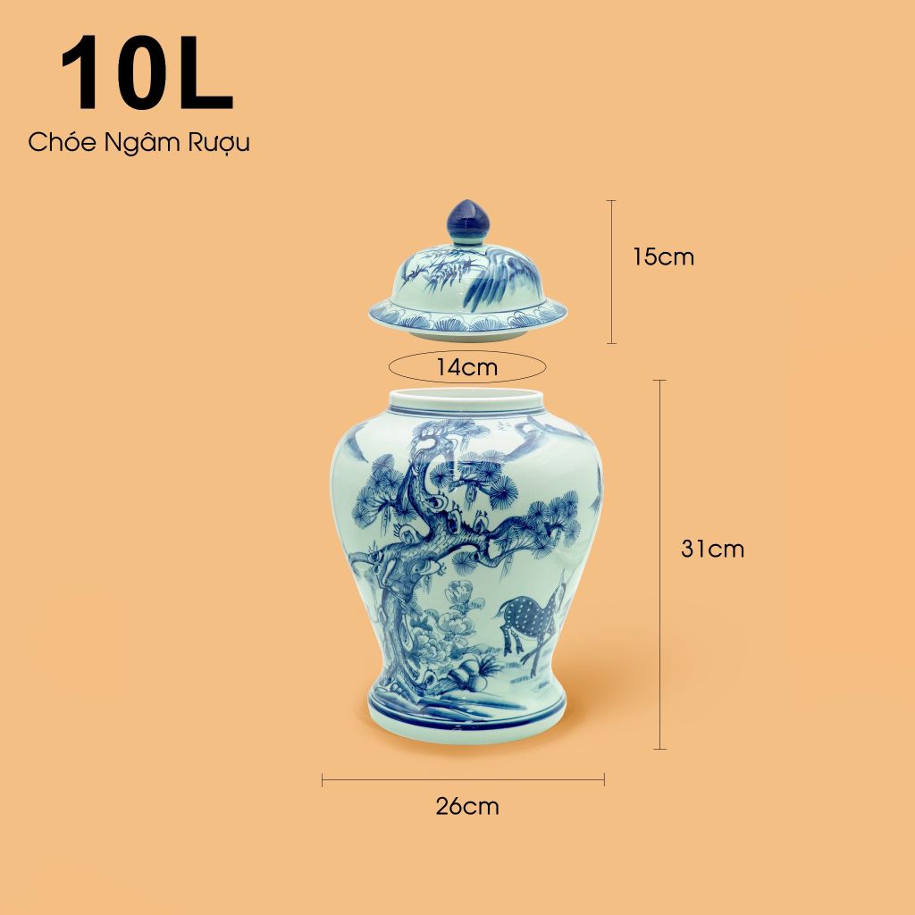 Bình Chóe Ngâm Rượu Men Lam Tùng Lộc