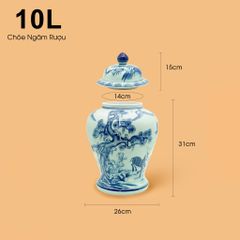 Bình Chóe Ngâm Rượu Men Lam Tùng Lộc