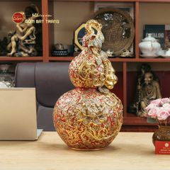Bình Hồ Lô Chữ Lộc Đắp Nổi Vẽ Vàng