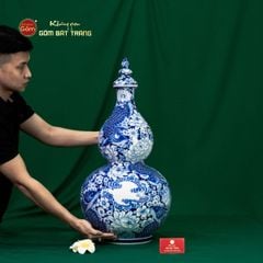 Bình Hồ Lô Hoa Ngư Tụ Khánh Lam Ngọc Bình An 2