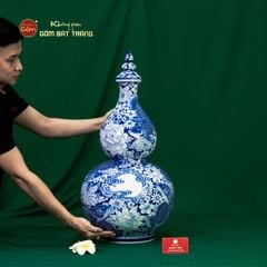 Bình Hồ Lô Hoa Ngư Tụ Khánh Lam Ngọc Bình An 1