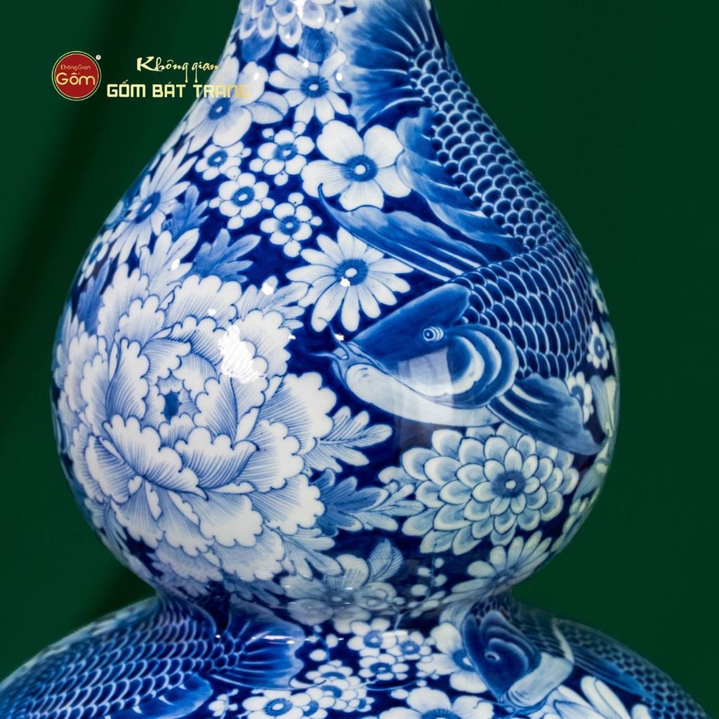 Bình Hồ Lô Hoa Ngư Tụ Khánh Lam Ngọc Bình An 1