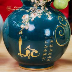 Bình Hồ Lô Xanh Lục Tài Lộc Vẽ Vàng