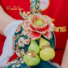 Bình Hồ Lô Xanh Lục Tài Lộc Vẽ Vàng