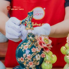 Bình Hồ Lô Xanh Lục Tài Lộc Vẽ Vàng