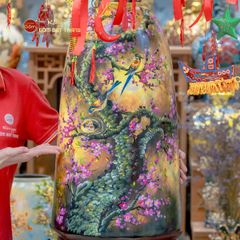 Bình Hoa Dáng Chuông Vẽ Tay Họa Tiết Hoa Đào Én