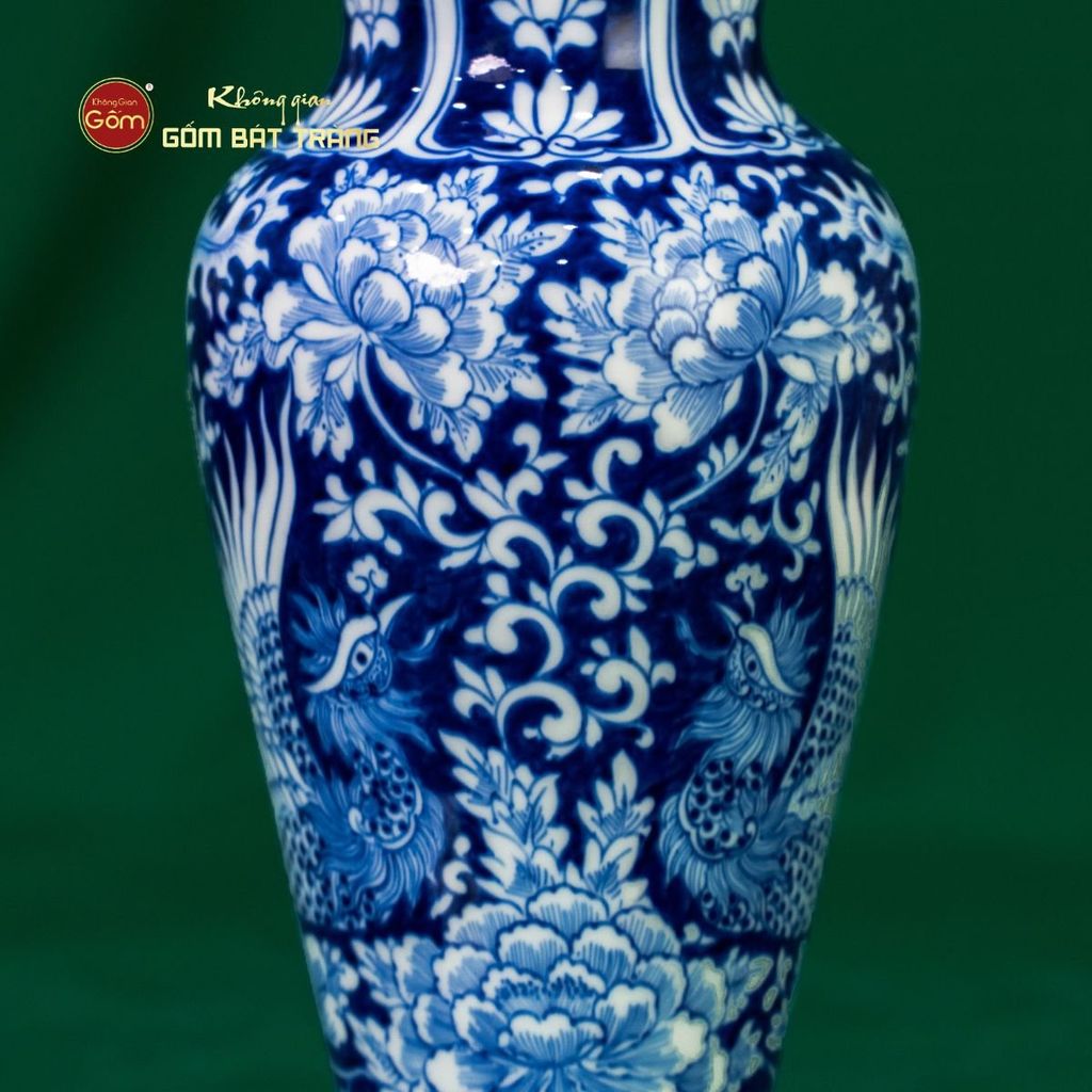 Bình Hoa Men Lam Song Phụng Ngàn Hoa Phú Quý 1